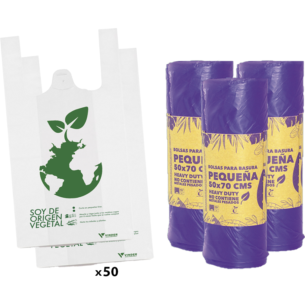 Pack Depto Compostable - 50 bolsas 35x45 y 3 rollos 50x70 – bolsas- compostables